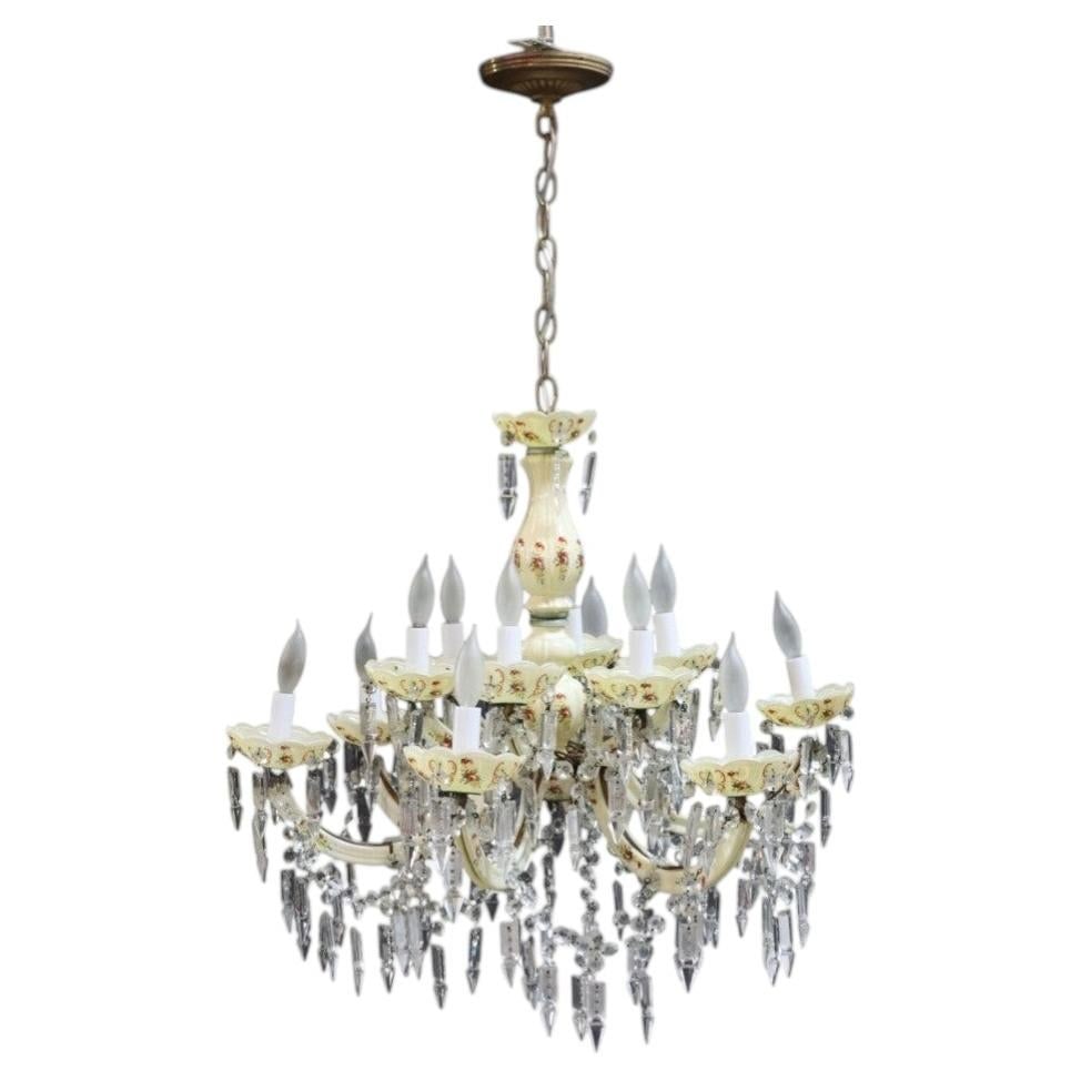 12 Light Capodimonte Style Chandelier with Crystal Glass and Painted Porcelain (1 of 11)