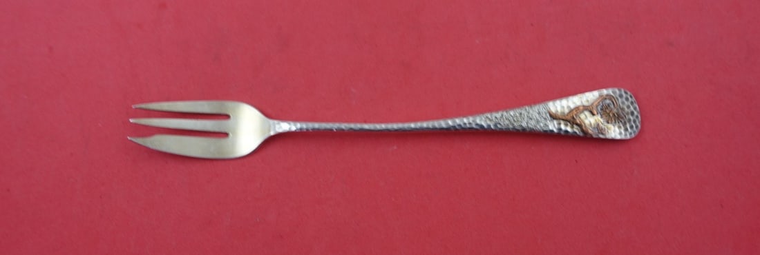 Gorham Applied Metals Sterling Cocktail Fork #5 Light Gold Wash with Branches: Gorham Applied Metals Sterling Cocktail Fork #5 Light Gold Wash with Branches This exquisite cocktail fork from Gorham's Applied Metals collection showcases remarkable craftsmanship. Made of sterling 