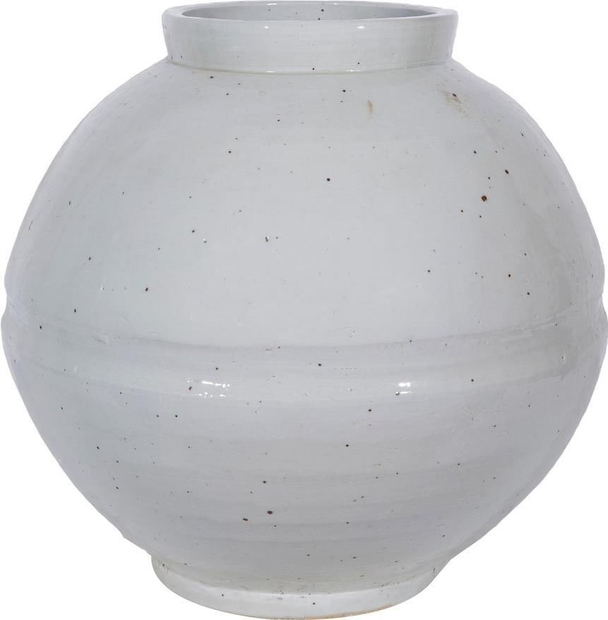 Hand-Crafted Rustic White Ceramic Ribbon Jar Decor (1 of 3)