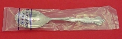 International Mademoiselle Sterling Silver Slotted Serving Spoon 8.5 New: International Mademoiselle Sterling Silver Slotted Serving Spoon 8.5 New This exquisite serving spoon is part of the Mademoiselle pattern by International. Crafted from high-quality sterling silver, i