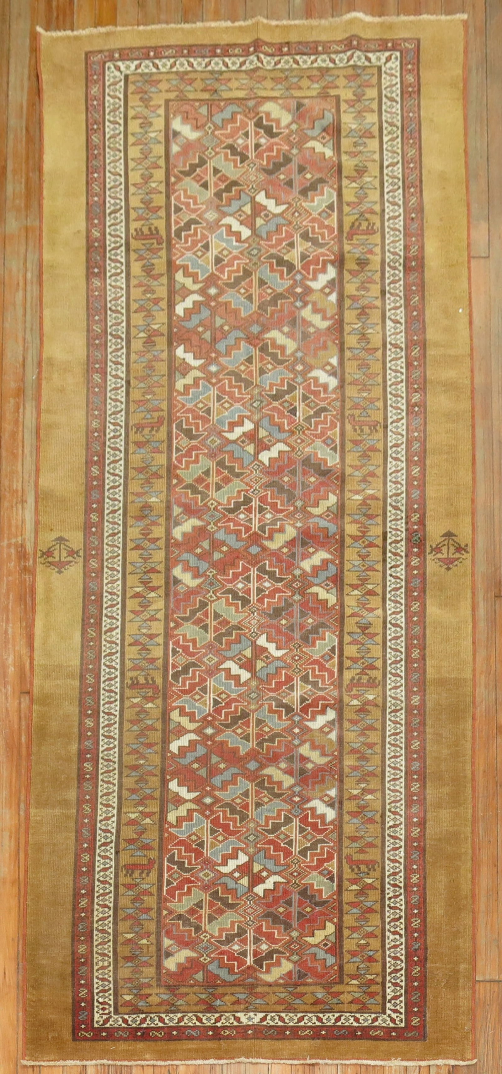 3' 9" x 8' 4" Persian Serab rug runner: 3' 9" x 8' 4" Persian Serab rug runner Vintage Persian Serab runner with a soft palette and mid-20th century character. This pre-owned rug is identified as a Serab runner. Specifications Type: Serab C