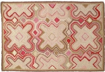 Putnam Pink Transitional Hooked Rug 2x8 Feet Cotton Wool (1 of 1)