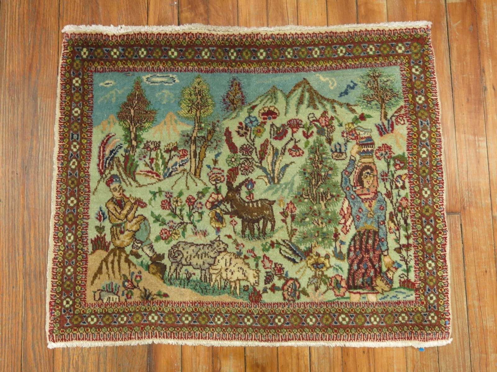 1' 11" x 2' 5" Persian Tabriz pictorial Yastik rug (1 of 5)