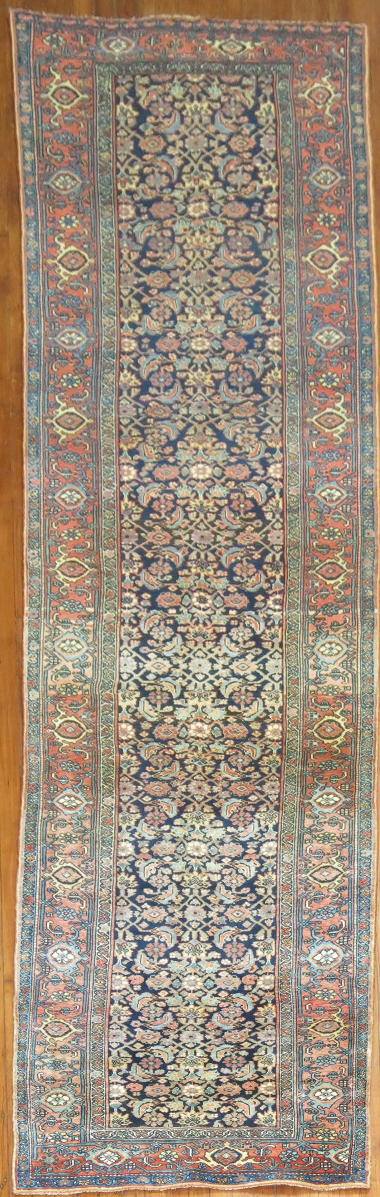 3' 2" x 14' 1" Persian Bidjar Herati Design Runner (1 of 7)