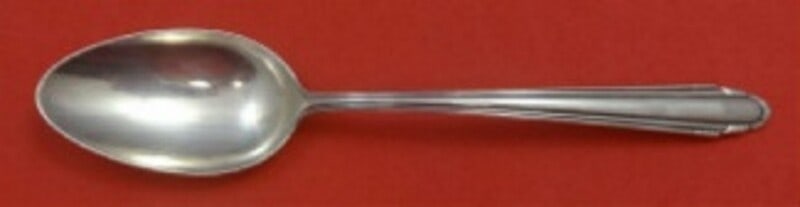 Sterling Silver Serving Spoon Dominick and Haff Contempora 8 5/8 Art Deco: Sterling Silver Serving Spoon Dominick and Haff Contempora 8 5/8 Art Deco Sterling silver serving spoon in the Contempora pattern by Dominick & Haff. This Art Deco piece measures 8 5/8 inches and is m