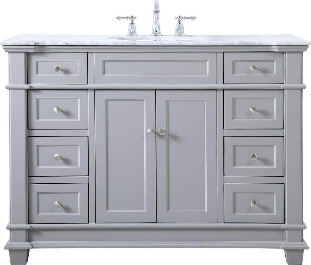 Elegant Lighting Transitional Grey Bathroom Vanity Set 48in Brushed Steel (1 of 1)