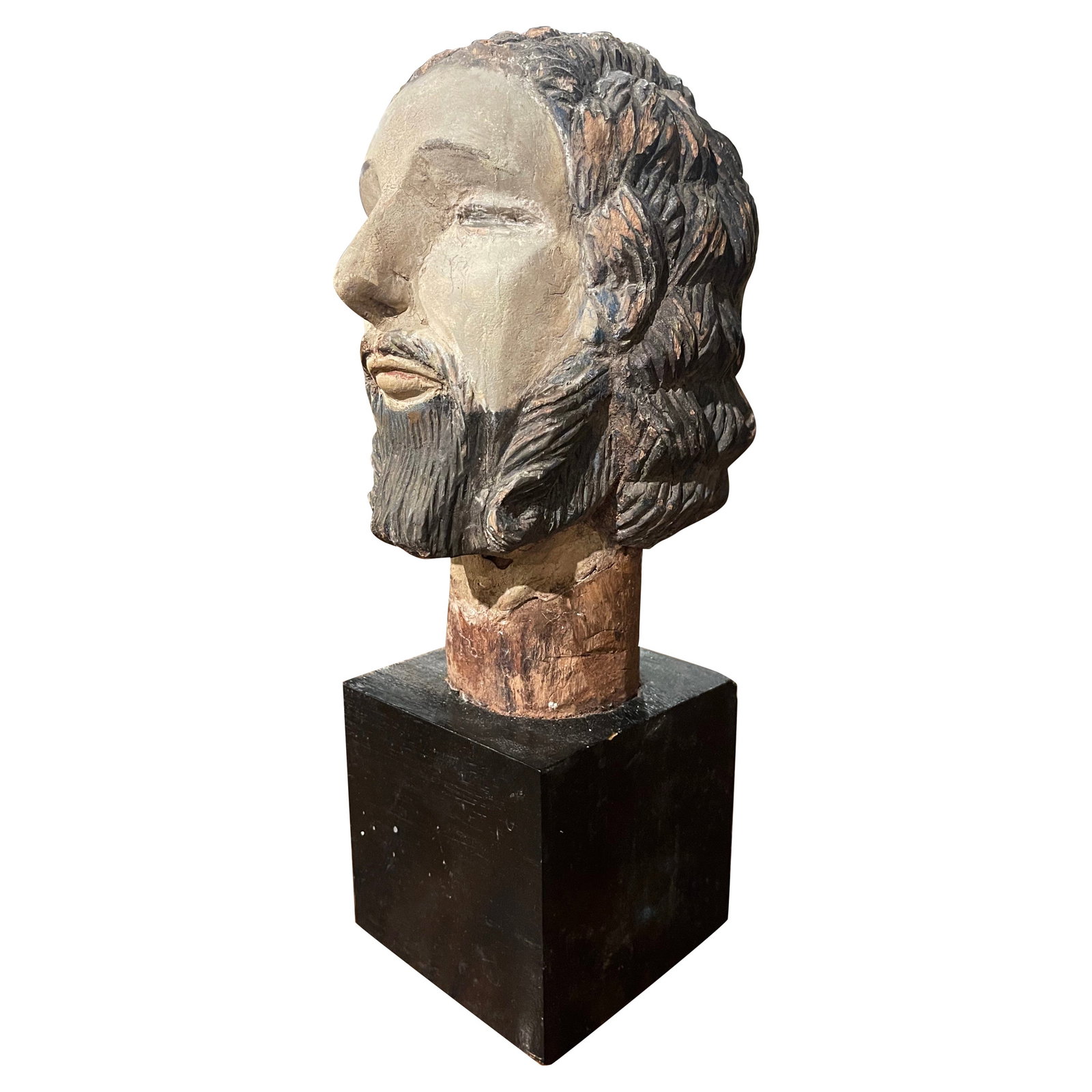 Spanish Walnut Christ Bust on Black Stand 17th Century (1 of 11)