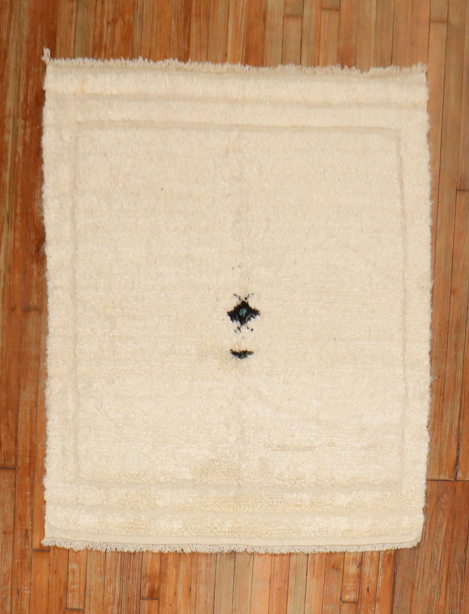 4' x 4' 9" Abstract Turkish Mohair Square Rug: 4' x 4' 9" Abstract Turkish Mohair Square Rug Vintage abstract Turkish mohair rug from the 3rd quarter of the 20th century. This pre-owned small square rug features an abstract design and is identifie