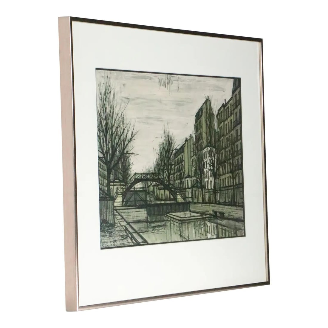 Framed Paris Canal Saint Martin Print by Bernard Buffet Mid Century (1 of 2)