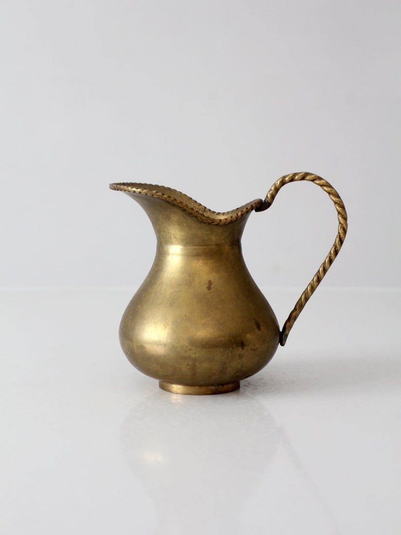 Mid Century Brass Pitcher with Twisted Handle (1 of 10)