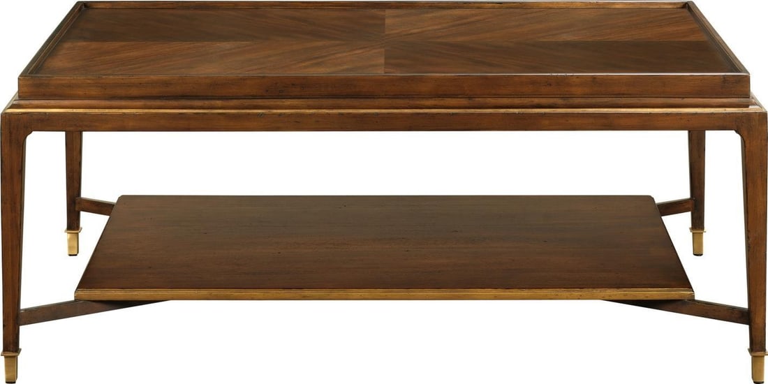 Port Eliot Italian Mid-Century Walnut Cocktail Table with Gold Accents (1 of 1)