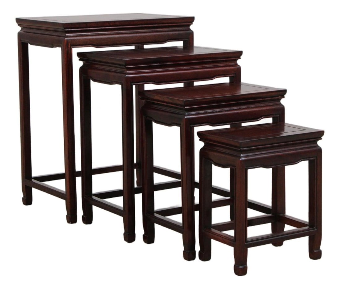 Set of 4 Chinese rosewood nesting tables 20w x 14d x 26h (1 of 10)
