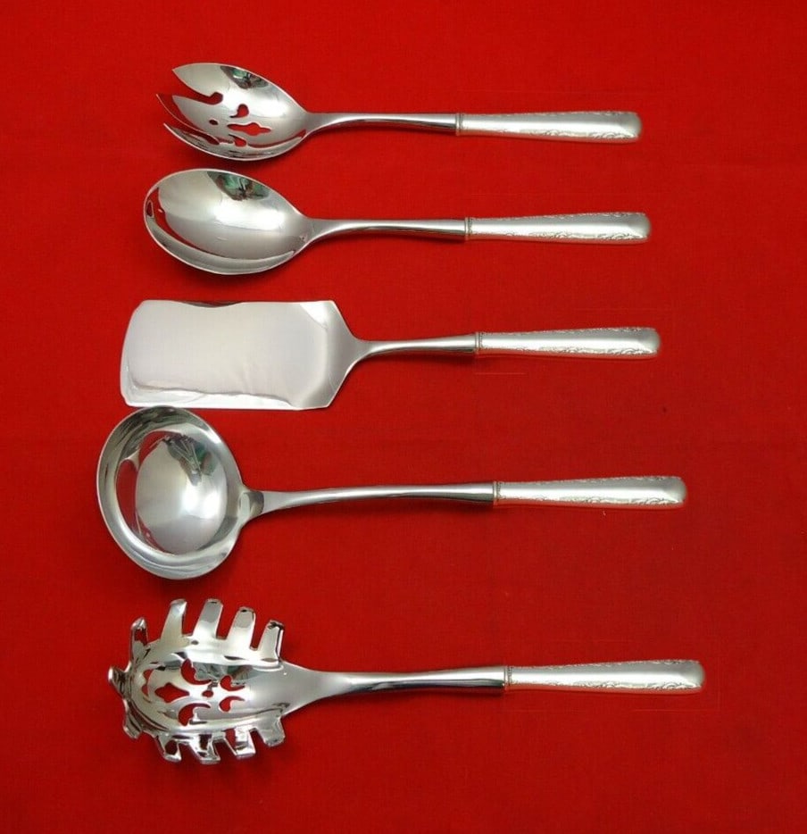 Gorham Camellia Sterling Silver 5pc Hostess Serving Set Custom Made: Gorham Camellia Sterling Silver 5pc Hostess Serving Set Custom Made Enhance your dining experience with this exquisite 5-piece Hostess Serving Set from Gorham, featuring the elegant Camellia pattern. 