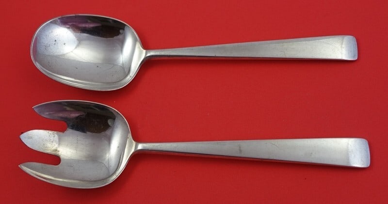 Georg Jensen Margrethe Sterling Silver Salad Serving Set 2pc 8 3/8": Georg Jensen Margrethe Sterling Silver Salad Serving Set 2pc 8 3/8" Discover the elegance of the Margrethe Salad Serving Set by Georg Jensen, a stunning 2-piece collection made from high-quality sterl