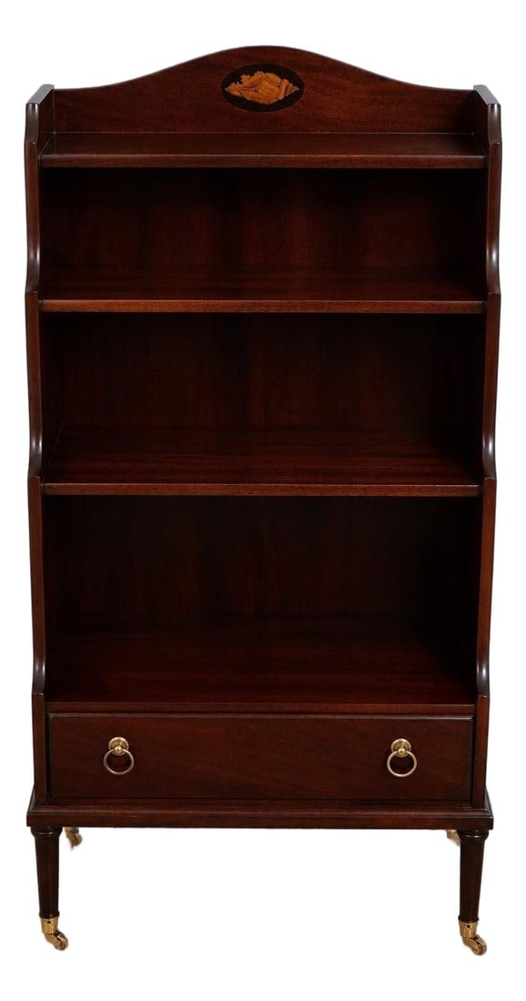 Mahogany Federal Style Bookcase with Inlay and Brass Hardware (1 of 10)