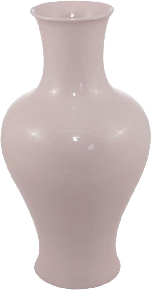 Blush Pink Handmade Porcelain Vase Chinoiserie Fishtail Style 18H: Blush Pink Handmade Porcelain Vase Chinoiserie Fishtail Style 18H This stunning medium vase showcases a handmade blush pink porcelain finish, embodying an antique or vintage style. With a height of 18