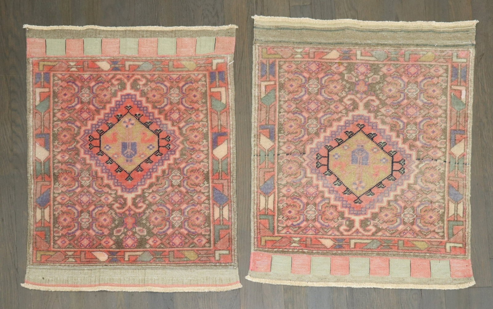 Pair of Persian Yastik Rugs in Pink 1' 10" x 2' 3" (1 of 7)