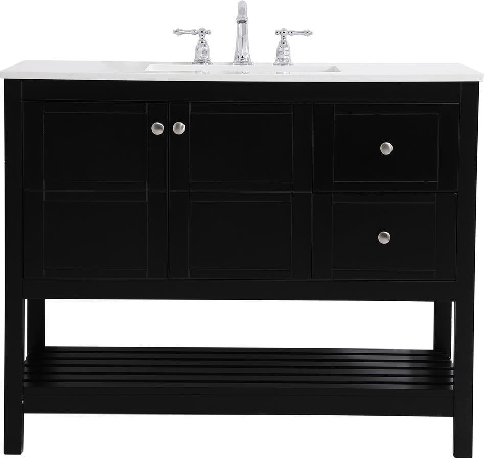 Elegant Lighting 42 Inch Black Transitional Bathroom Vanity: Elegant Lighting 42 Inch Black Transitional Bathroom Vanity This elegant 42-inch black bathroom vanity combines functionality with transitional style. Crafted from a blend of MDF, metal, solid wood, a