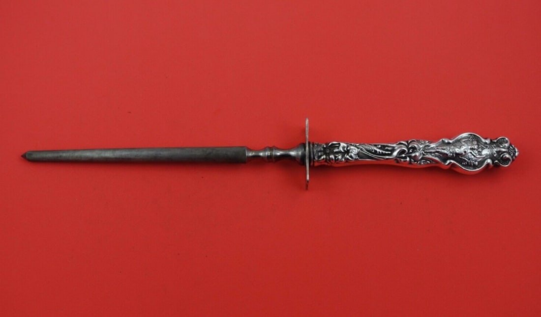 Wallace Irian Sterling Silver 13 3/4" Roast Carving Hone (1 of 2)