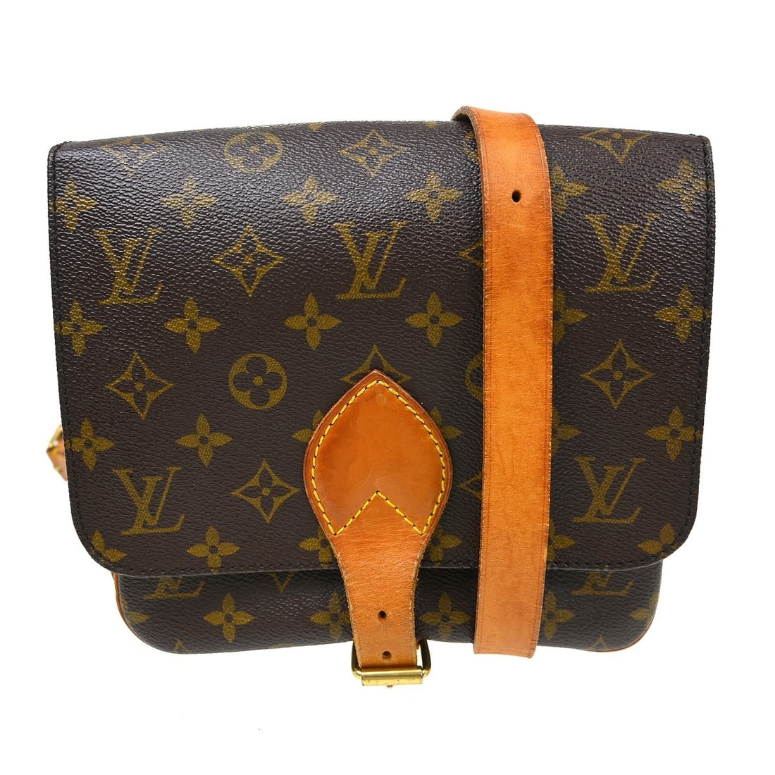 Louis Vuitton Cartouchiere Monogram Canvas Shoulder Bag Brown: Louis Vuitton Cartouchiere Monogram Canvas Shoulder Bag Brown Louis Vuitton Cartouchiere in brown canvas. This shoulder bag is made in France and shows fair overall condition with visible wear through