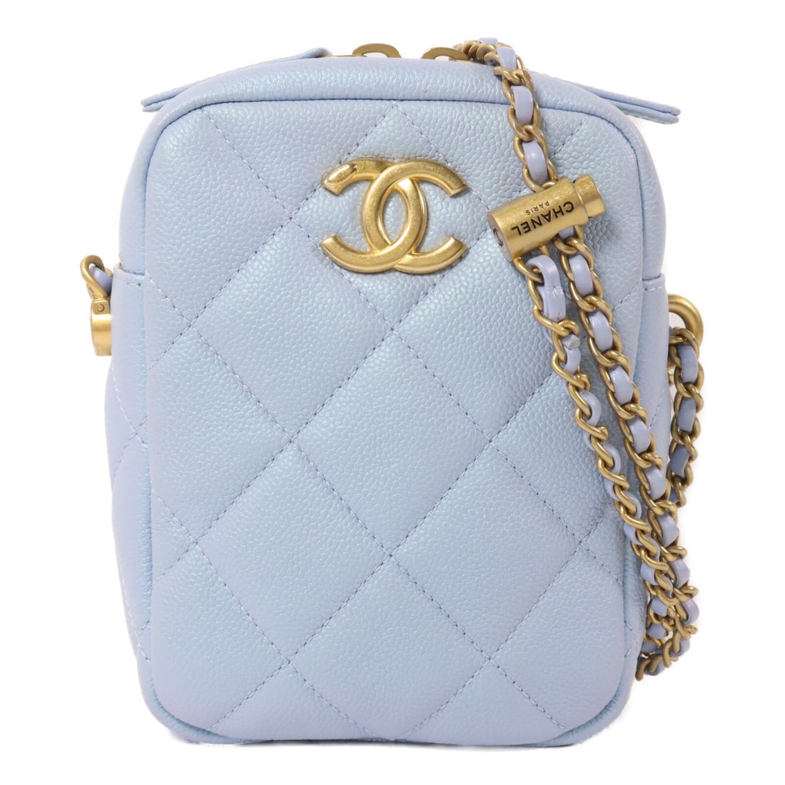 CHANEL AS2857 Mini Camera Shoulder Bag Light Blue Calfskin CC GHW (1 of 15)