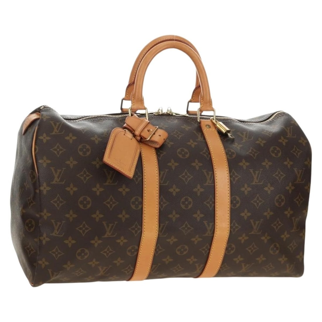 Louis Vuitton M41428 Keepall 45 Monogram Canvas Boston Bag: Louis Vuitton M41428 Keepall 45 Monogram Canvas Boston Bag Louis Vuitton Keepall 45 Boston Bag in Monogram Canvas, made in France. This women's bag features the classic Monogram exterior and comes wit