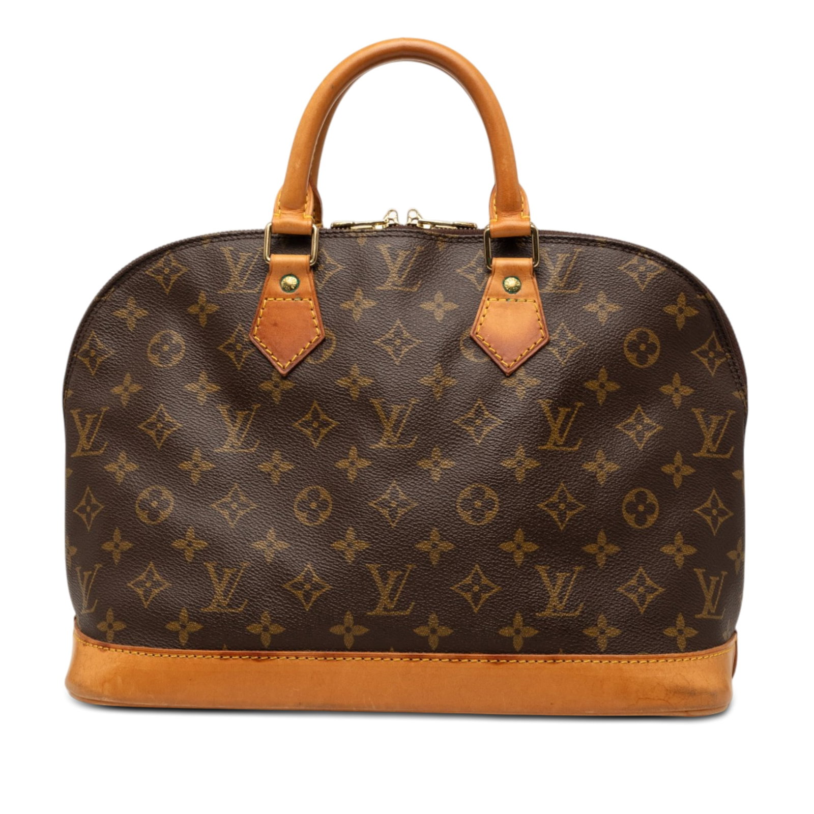 Louis Vuitton Alma PM Monogram Canvas Satchel Bag: Louis Vuitton Alma PM Monogram Canvas Satchel Bag Louis Vuitton Monogram Alma PM handbag crafted with a monogram canvas body, vachetta leather bottom and trim, rolled vachetta leather handles, a top z