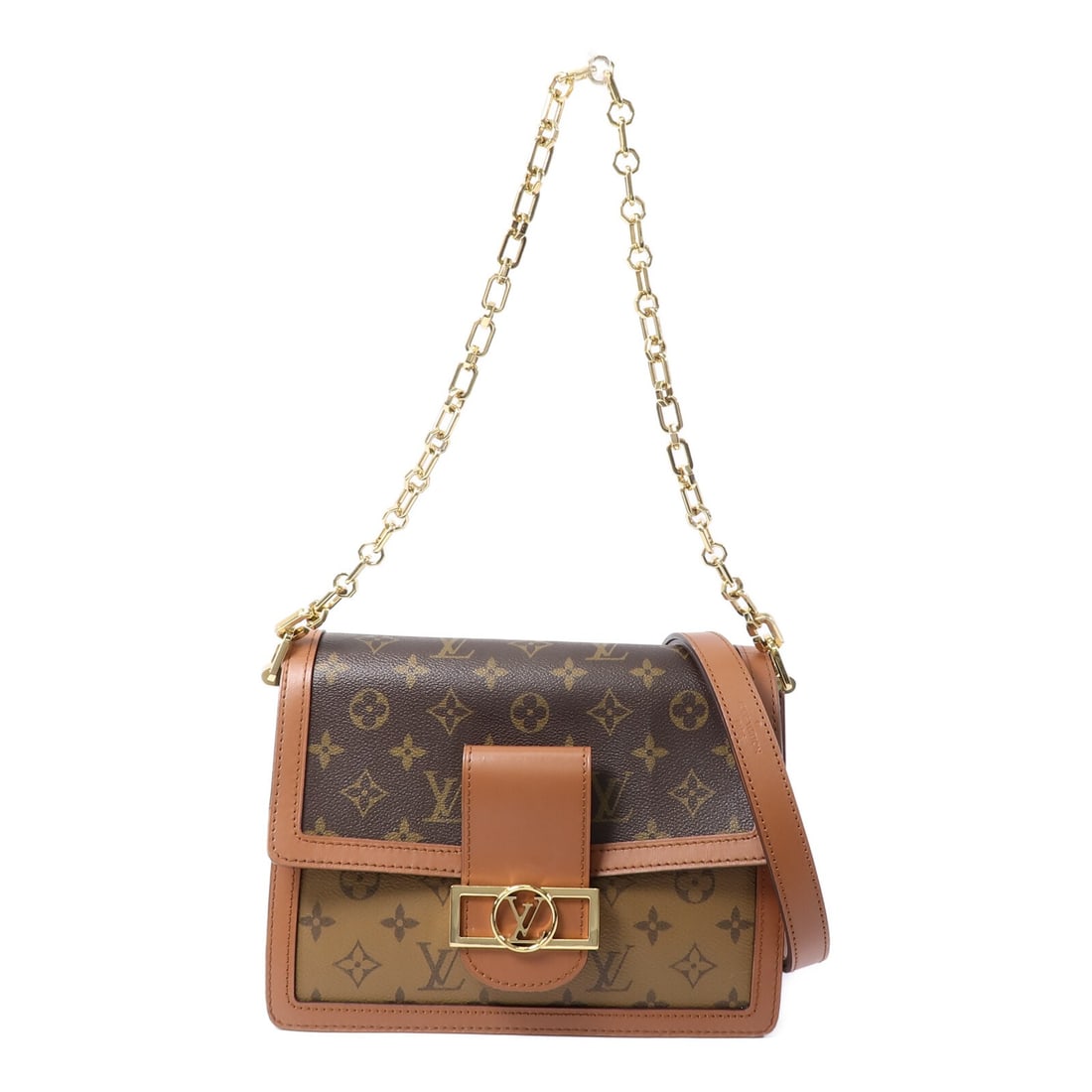 Louis Vuitton Dauphine MM shoulder bag M45958 Monogram Reverse: Louis Vuitton Dauphine MM shoulder bag M45958 Monogram Reverse Louis Vuitton Dauphine MM crossbody shoulder bag in Monogram Reverse and PVC coated canvas. This women's bag features a brown exterior, m