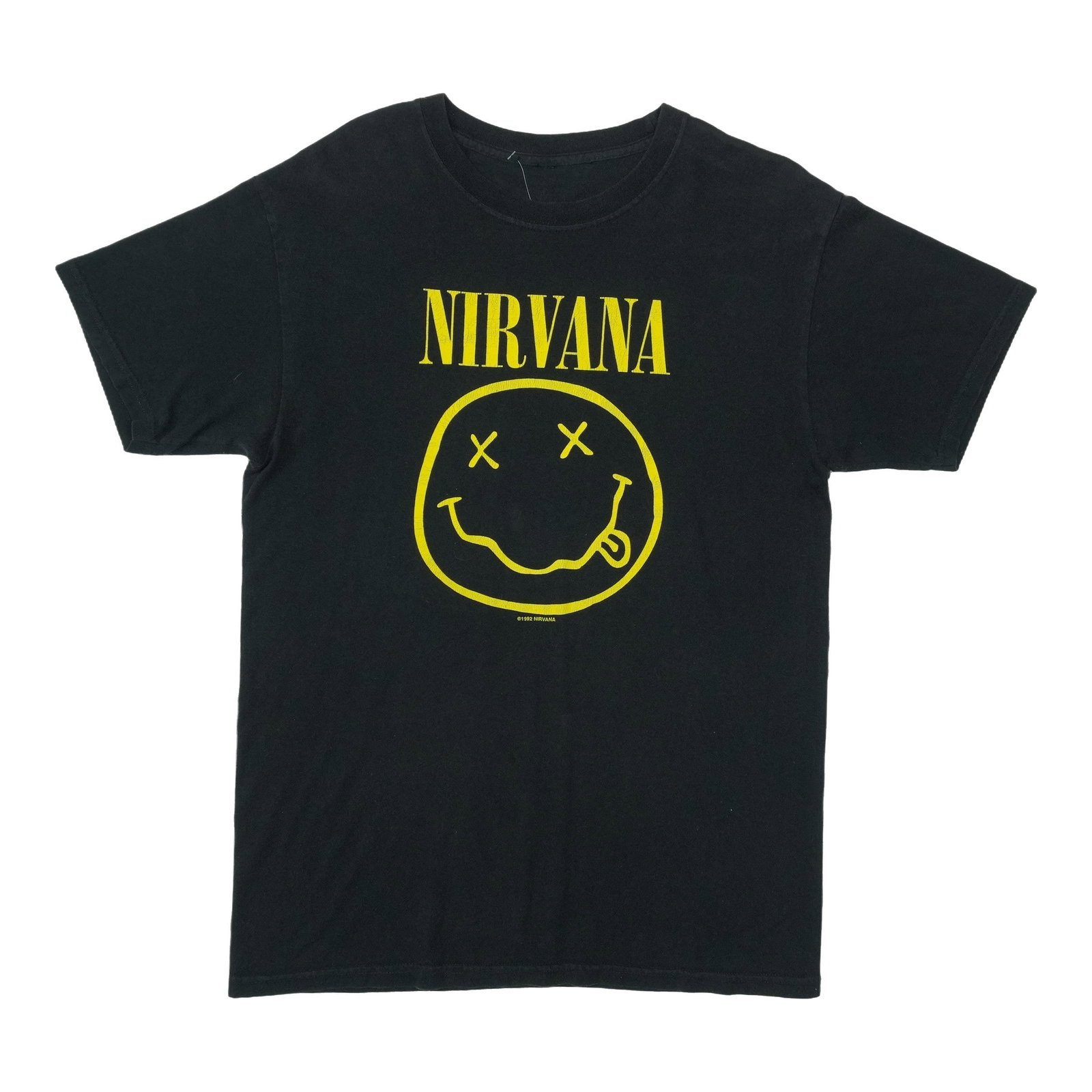 Black 2000s Nirvana Smiley Corporate Rock Whores Cotton Shirt (1 of 4)