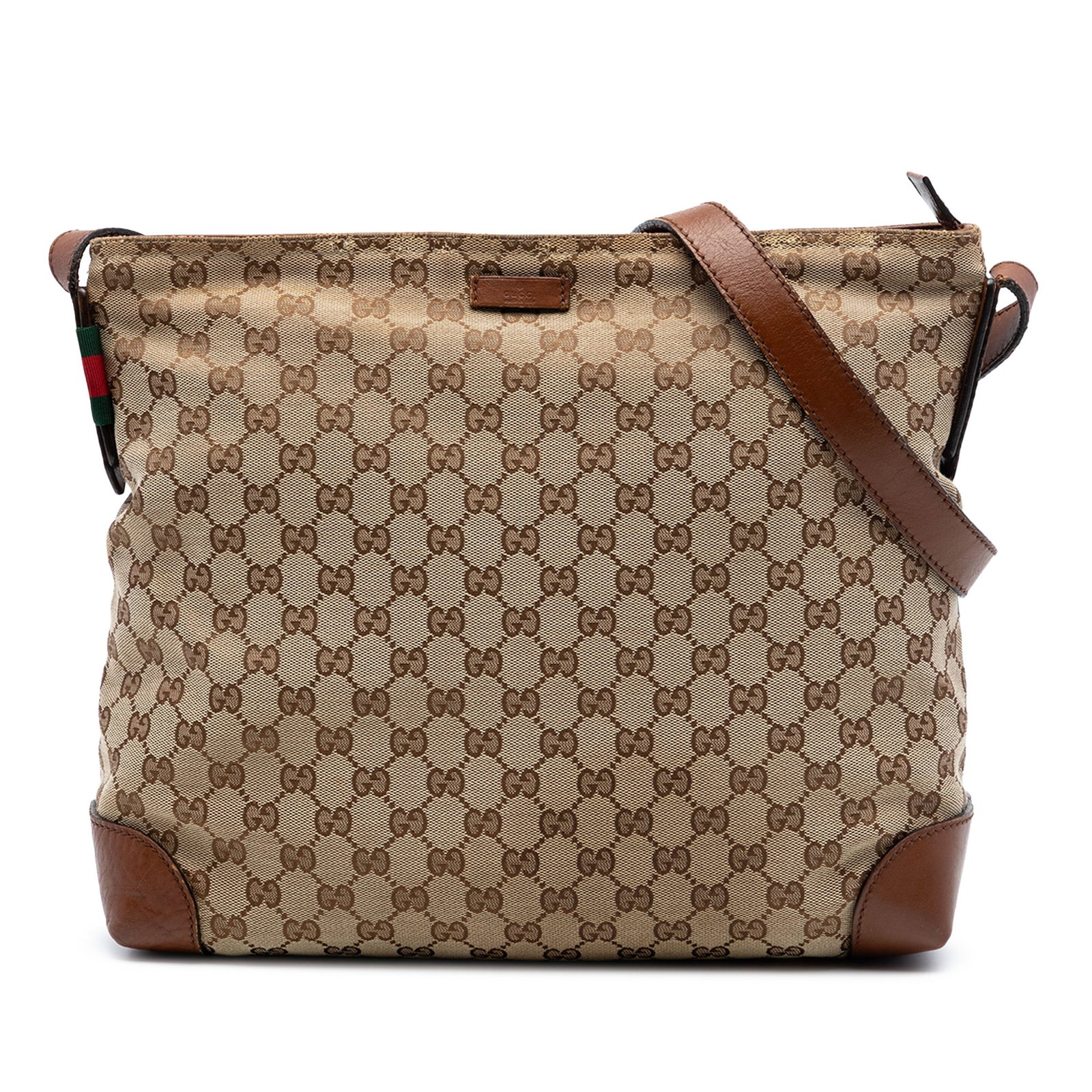 Gucci GG Canvas beige crossbody bag leather trim: Gucci GG Canvas beige crossbody bag leather trim This Gucci GG Canvas Web Crossbody bag features a beige canvas body with leather trim, a flat leather strap, a top zip closure, and interior zip and sl