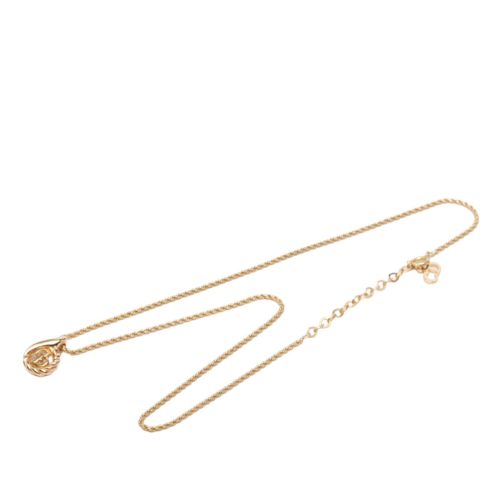 Dior CD Logo Gold Tone Water Drop Pendant Necklace (1 of 6)