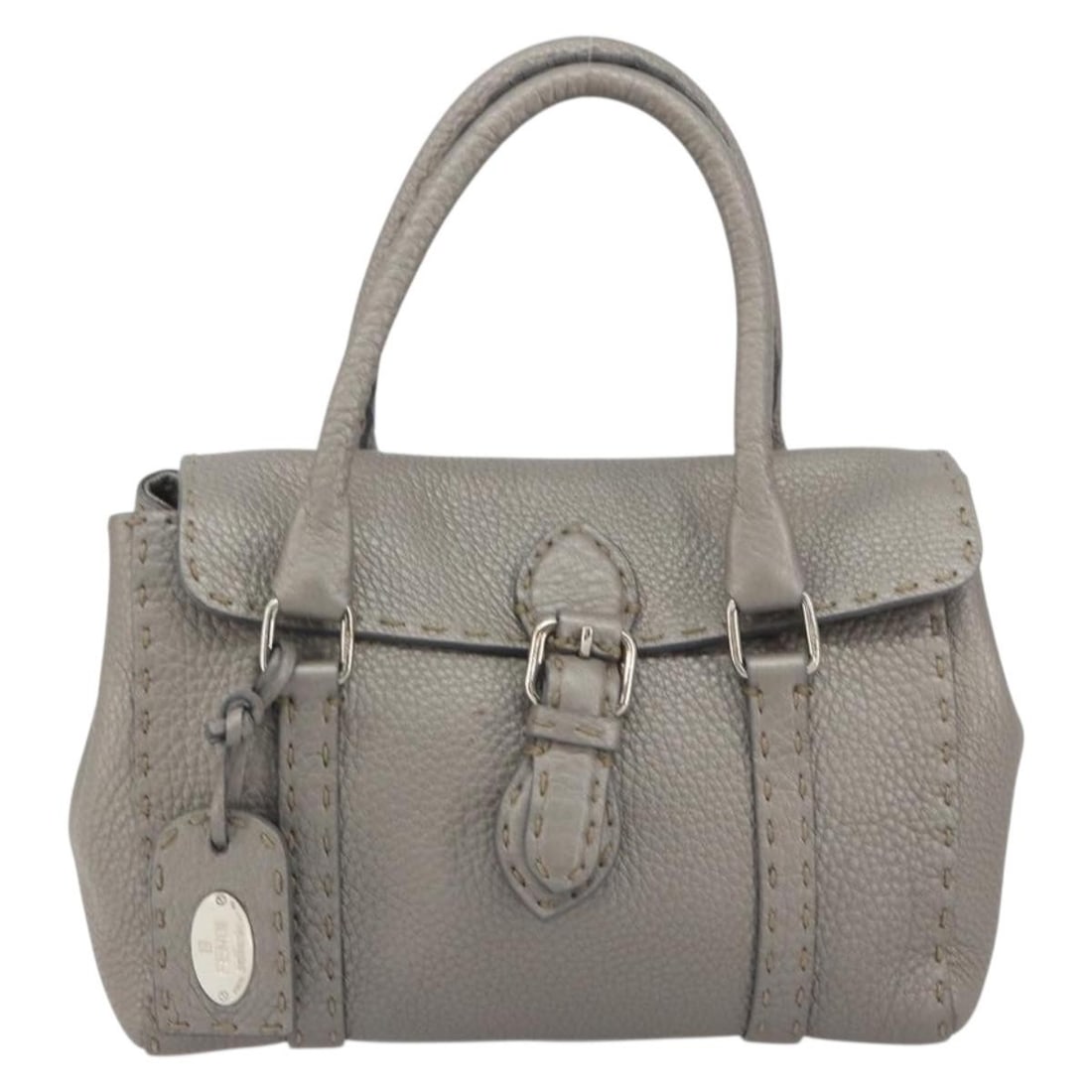 Fendi Selleria Linda gray leather satchel bag: Fendi Selleria Linda gray leather satchel bag Fendi Selleria Linda Satchel in gray pebbled leather, made in Italy. This female satchel features light wear and light marks consistent with the stated co