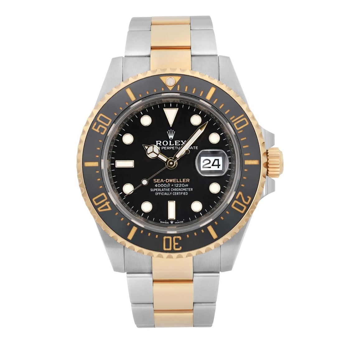 Rolex Sea-Dweller 126603 43mm 18K Gold Steel Black Dial Diver Watch: Rolex Sea-Dweller 126603 43mm 18K Gold Steel Black Dial Diver Watch This Rolex Sea-Dweller watch combines luxury and functionality, featuring a robust 43mm case crafted from stainless steel with an 18