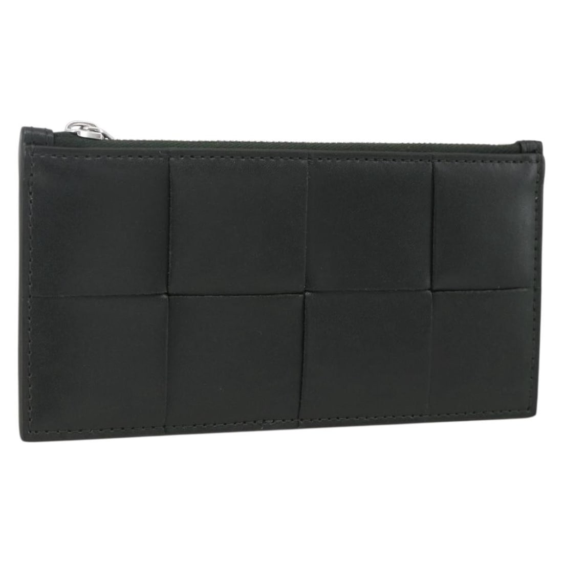 Bottega Veneta Maxi Intrecciato Leather Coin Purse Black Silver (1 of 18)