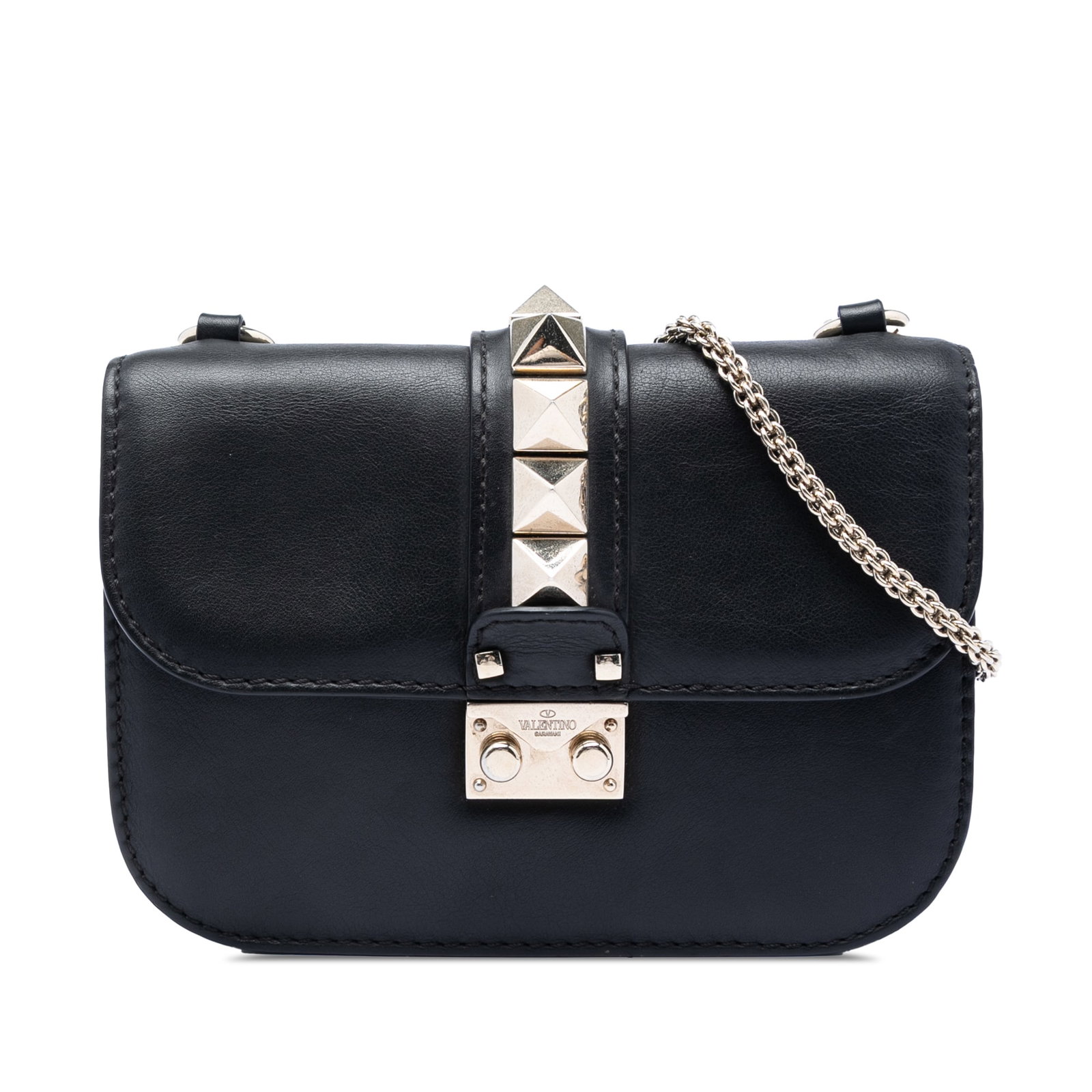 Valentino Rockstud Glam Lock Small Black Leather Crossbody Bag (1 of 6)