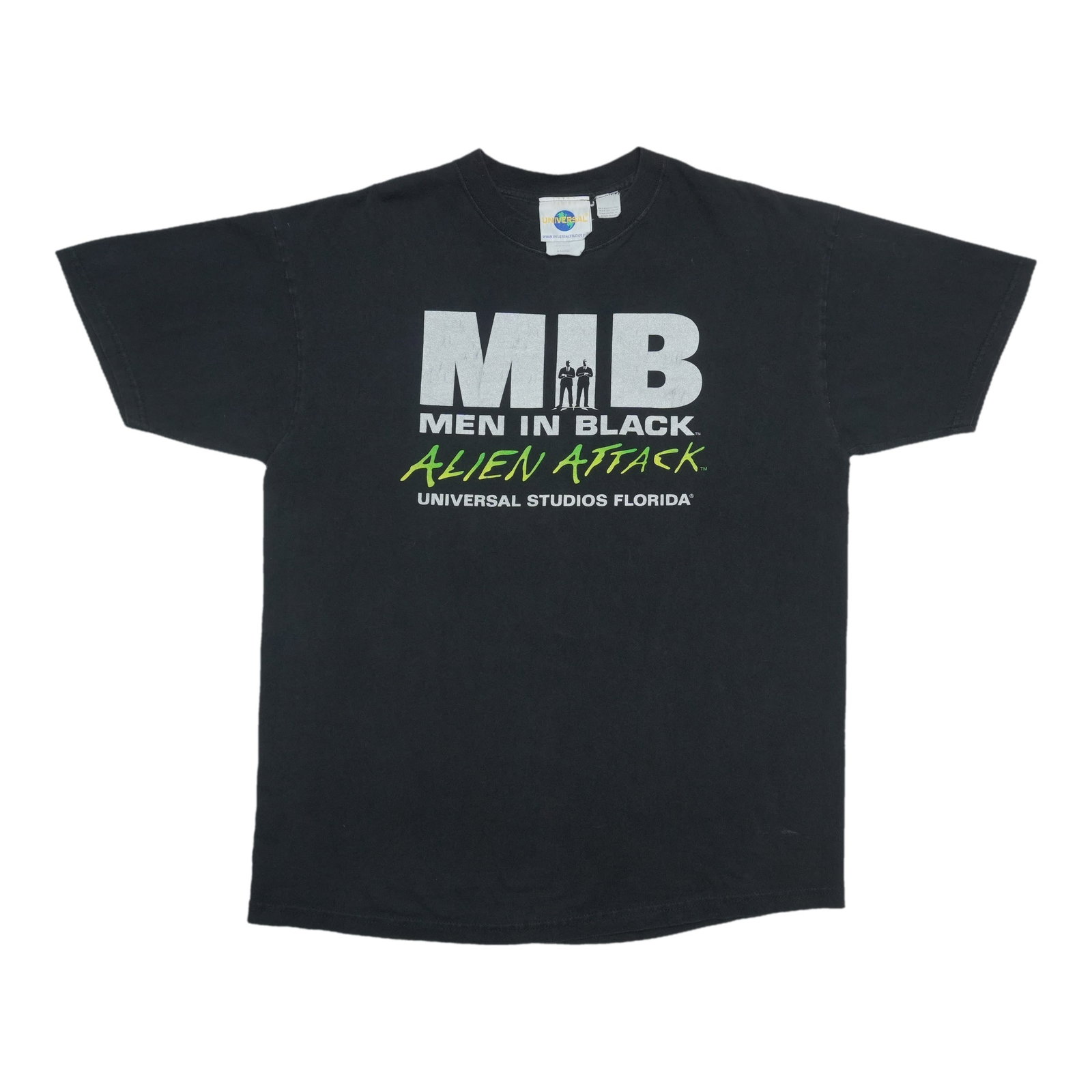 Black 1990s Universal Studios Florida Men in Black Alien Attack Shirt (1 of 5)