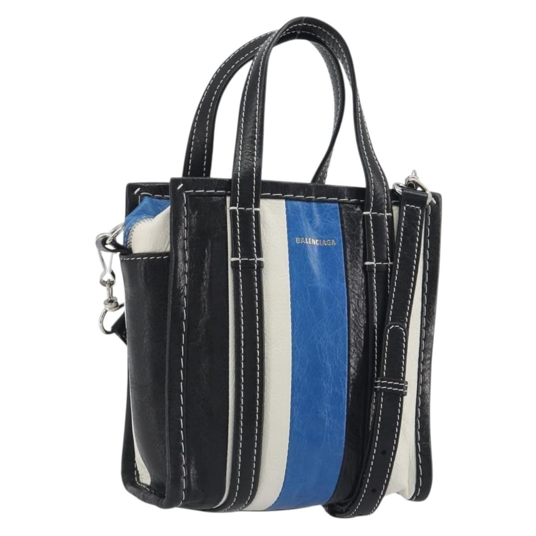 Balenciaga 513988 Bazaar Shopper XXS leather 2way handbag black silver (1 of 18)