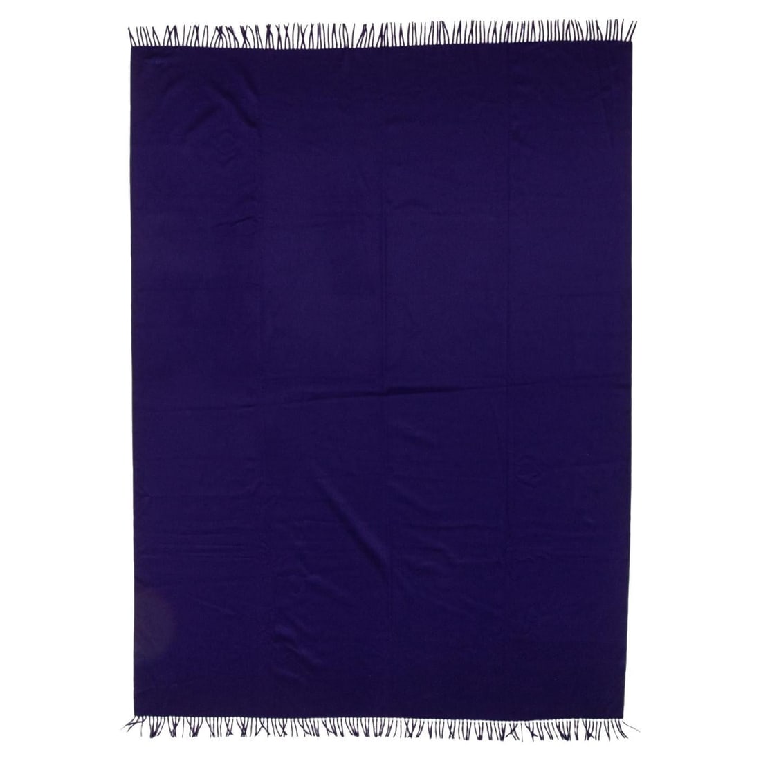 Hermes Purple Cashmere Blanket with Fringe 60x78 Italy: Hermes Purple Cashmere Blanket with Fringe 60x78 Italy Indulge in luxury with this exquisite Hermes purple cashmere fringe blanket. Crafted from 100% cashmere, this blanket showcases the finest qualit