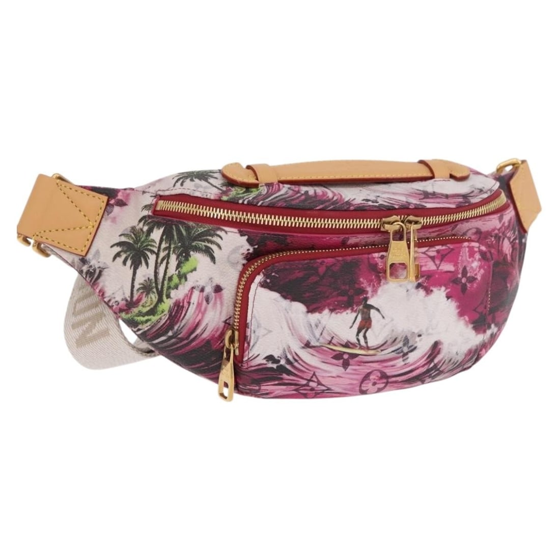 Louis Vuitton M24987 Monogram Canvas Pink Bum Bag: Louis Vuitton M24987 Monogram Canvas Pink Bum Bag Louis Vuitton Monogram Surfing Rush bum bag in monogram and pink monogram canvas. This women's bag comes with a dust bag and item box. It is made in I