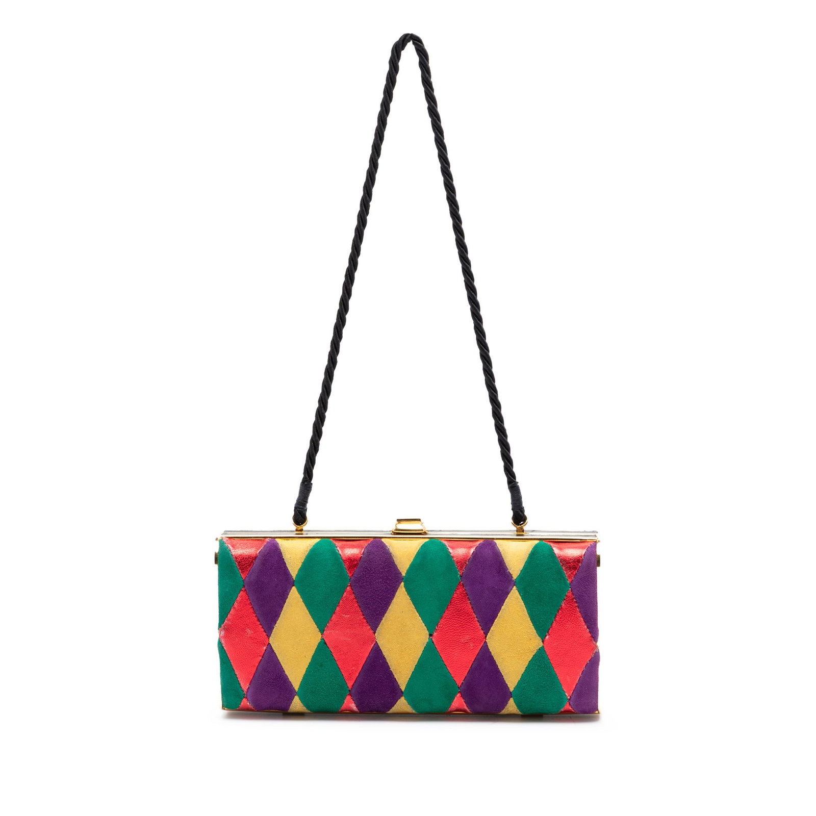 Miu Miu Harlequin Minaudiere Velvet Shoulder Clutch with Strap (1 of 6)