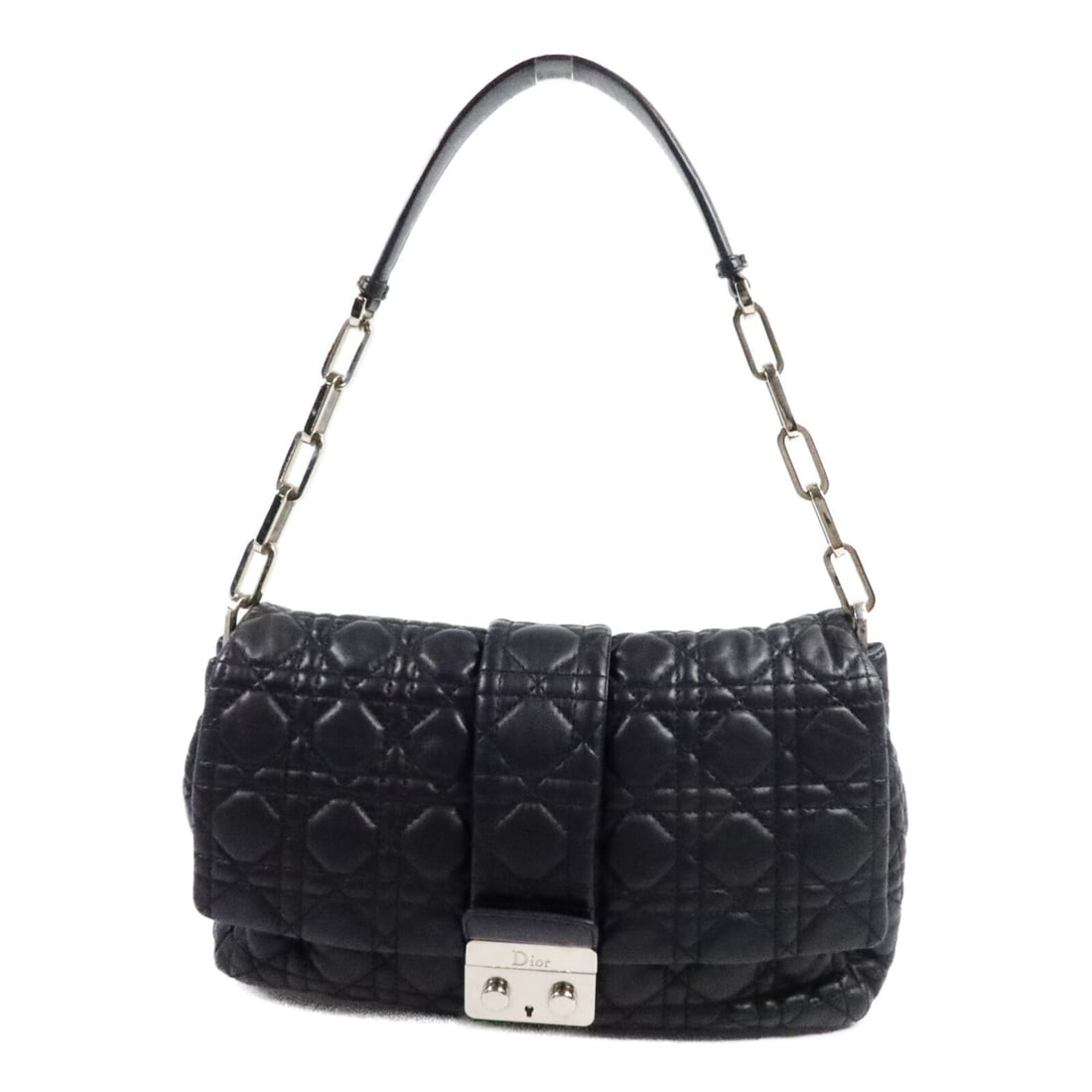 Dior CD Black Lambskin Chain Shoulder Bag: Dior CD Black Lambskin Chain Shoulder Bag Christian Dior CD chain shoulder bag in black lambskin leather. This women's shoulder bag features a flap design with an interior zip pocket and includes stor