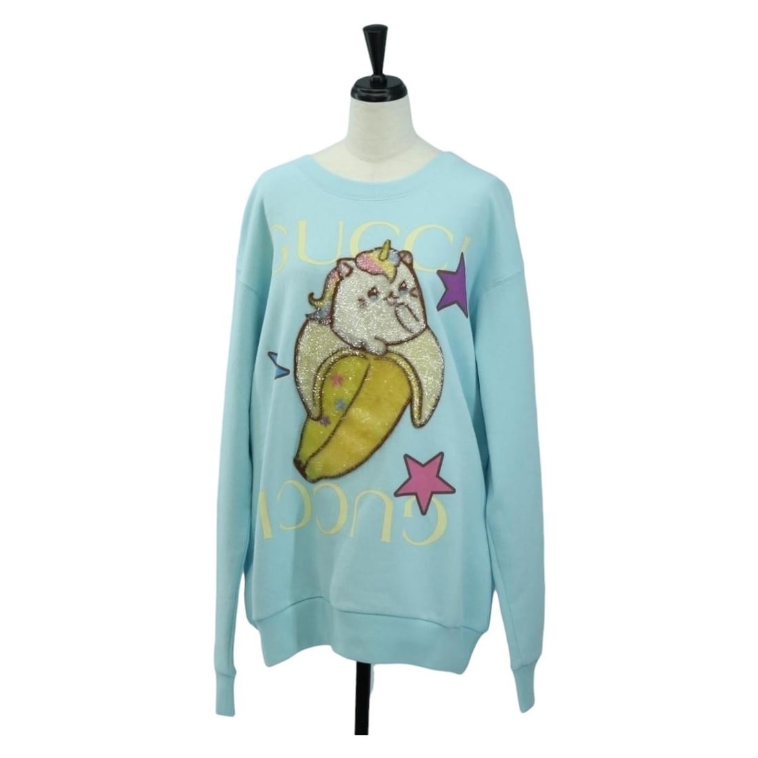 Gucci Bananya long sleeve cotton T shirt light blue Italy: Gucci Bananya long sleeve cotton T shirt light blue Italy Gucci Bananya collaboration long-sleeved T-shirt in light blue cotton. This women's top is made in Italy and is offered in excellent condition