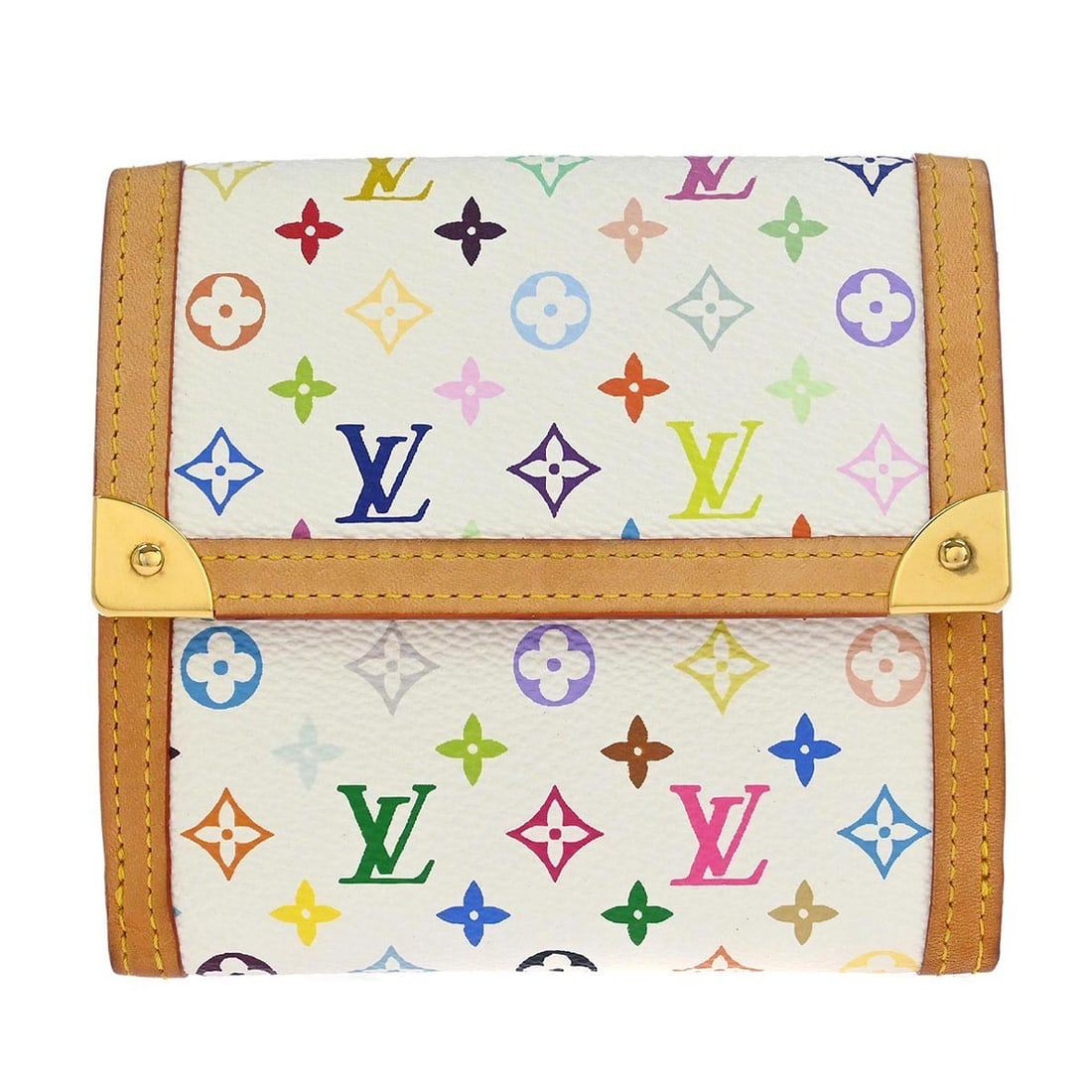 Louis Vuitton M92983 Porte Monnaie Bifold Wallet Monogram Multicolor Canvas: Louis Vuitton M92983 Porte Monnaie Bifold Wallet Monogram Multicolor Canvas Louis Vuitton Porte Monnaie Billet Cartes Credit bifold wallet in white Monogram Multicolor canvas with leather trim. This u