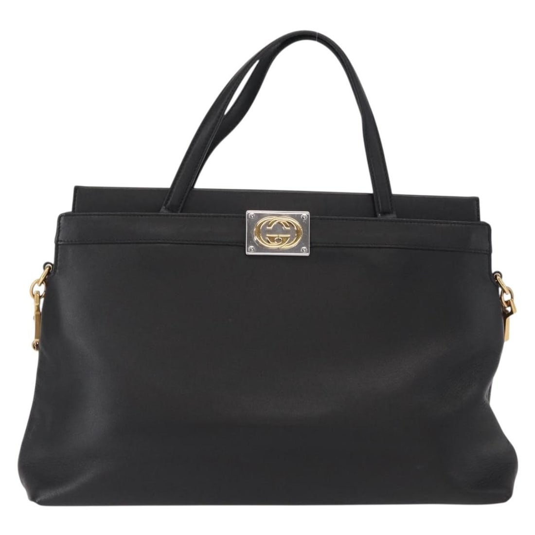 Gucci Linea Matisse Leather Top Handle Tote with Interlocking G: Gucci Linea Matisse Leather Top Handle Tote with Interlocking G Gucci Linea Matisse Interlocking G top handle tote in black leather. This vintage bag is presented in good condition with honest wear co