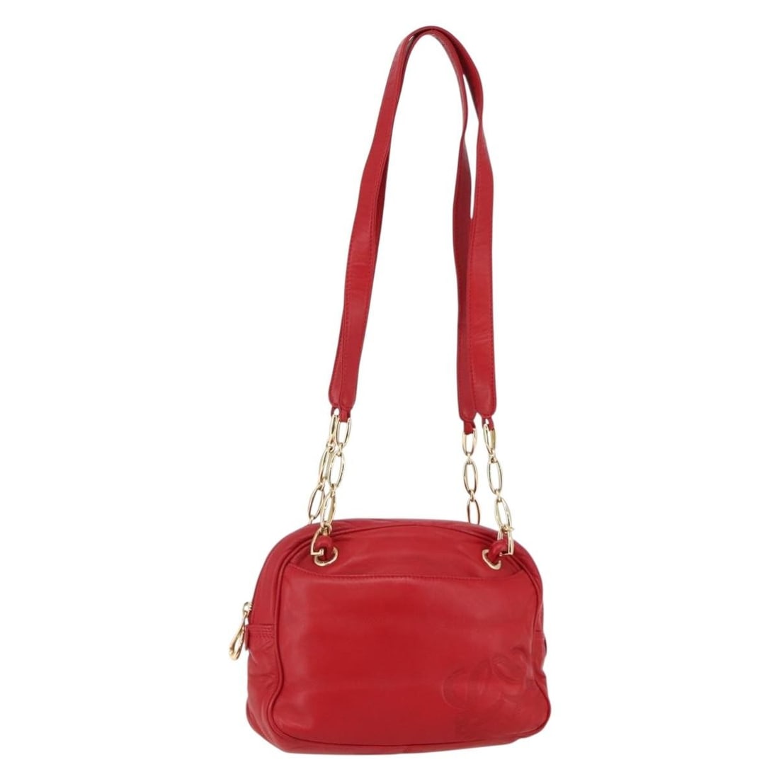 LOEWE Anagram Chain Leather Shoulder Bag Red Gold Spain (1 of 18)