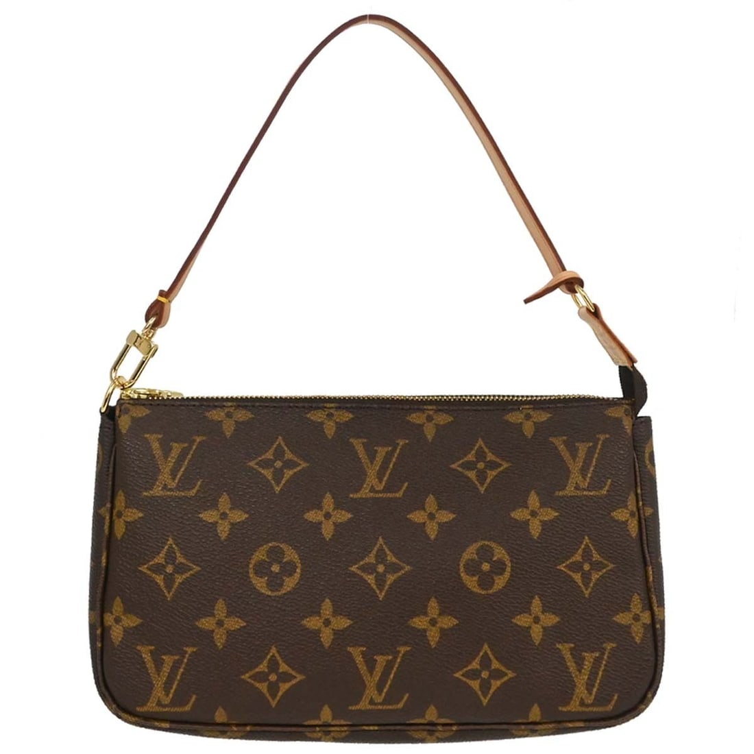 Louis Vuitton Pochette Accessoires Monogram Canvas Pouch M51980: Louis Vuitton Pochette Accessoires Monogram Canvas Pouch M51980 Louis Vuitton Pochette Accessoires handbag in Monogram canvas and leather, featuring a zip closure, top handle, and a small pouch style.