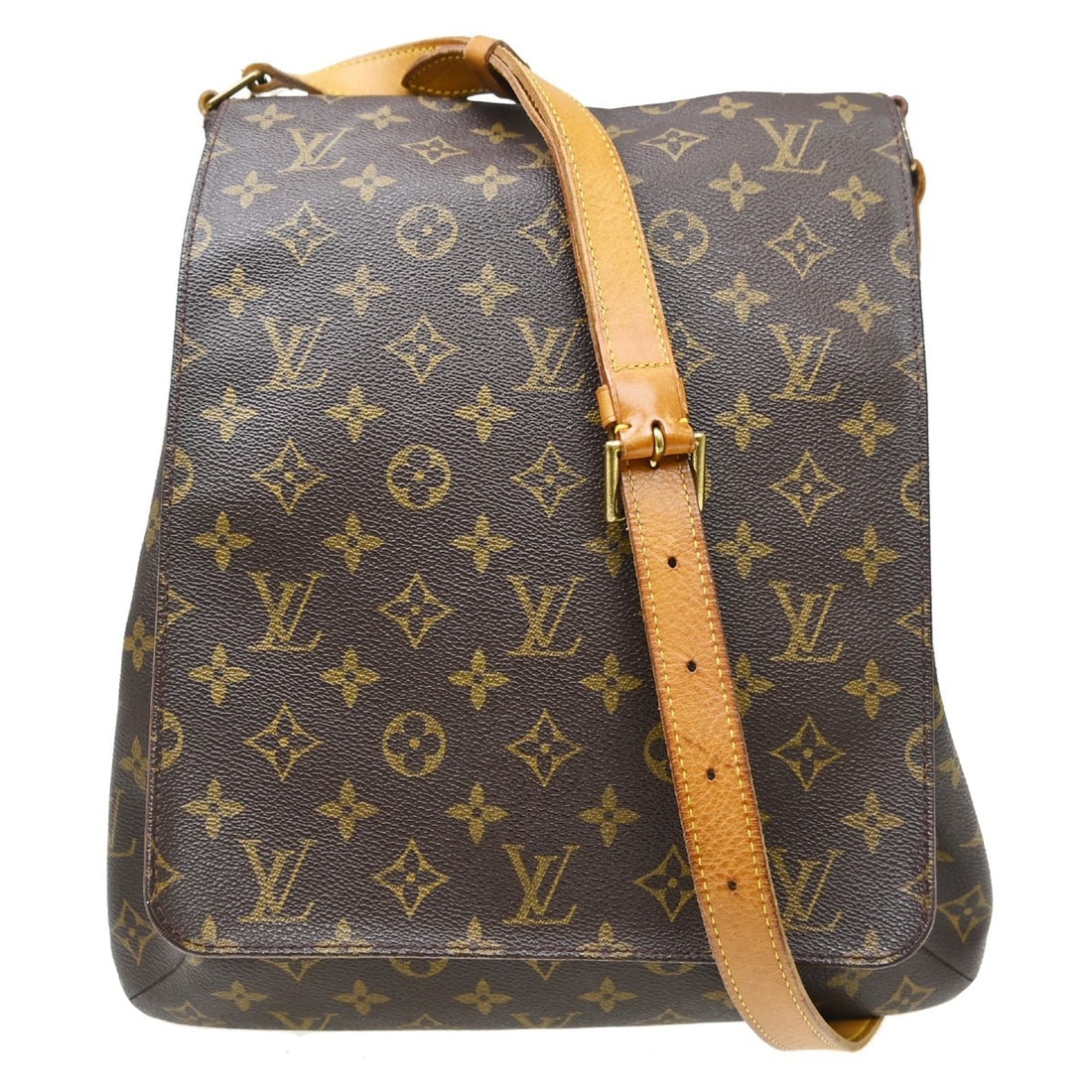 Louis Vuitton Musette Monogram Canvas Shoulder Bag M51256: Louis Vuitton Musette Monogram Canvas Shoulder Bag M51256 Vintage Louis Vuitton Musette shoulder bag in brown Monogram canvas with leather strap and zip closure. This medium bag features a canvas lini