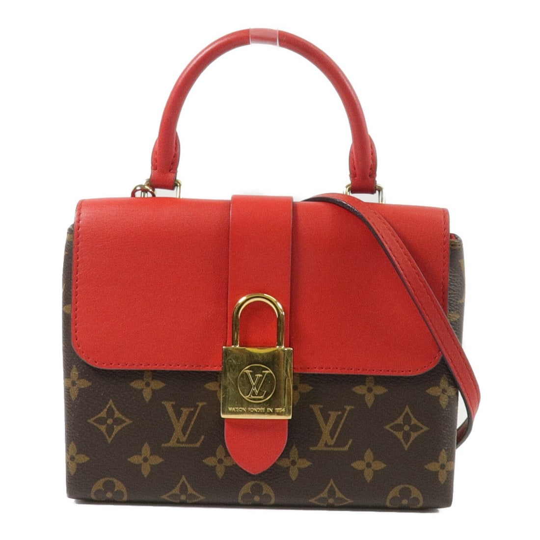 Louis Vuitton Locky BB Monogram 2 Way Shoulder Bag M44322 Brown Red: Louis Vuitton Locky BB Monogram 2 Way Shoulder Bag M44322 Brown Red Louis Vuitton Locky BB 2 Way Shoulder Bag, model M44322, in Brown x Red x Red with Monogram and PVC coated canvas. It features a mag