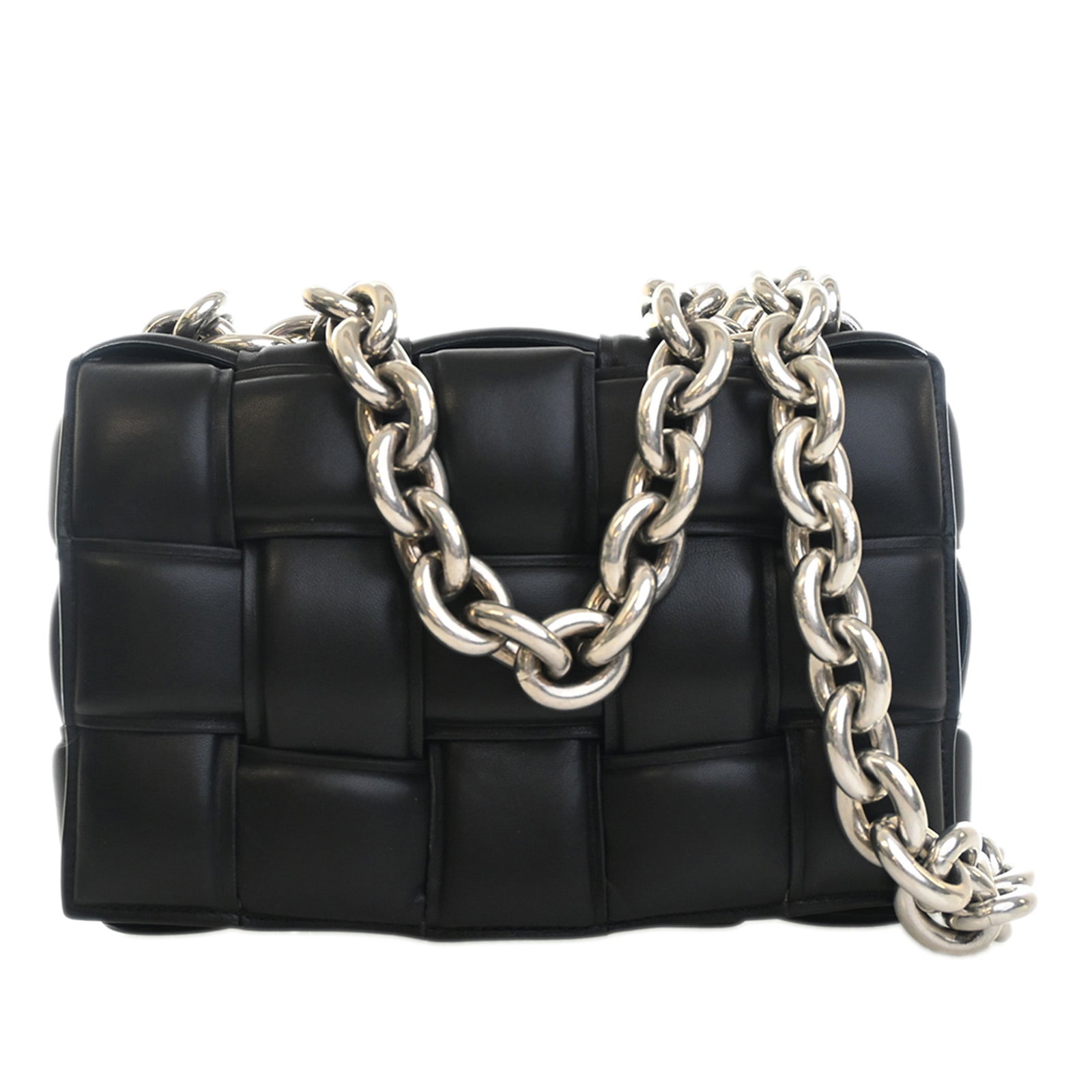 Bottega Veneta Padded Chain Cassette Satchel in Black Nappa Leather (1 of 12)