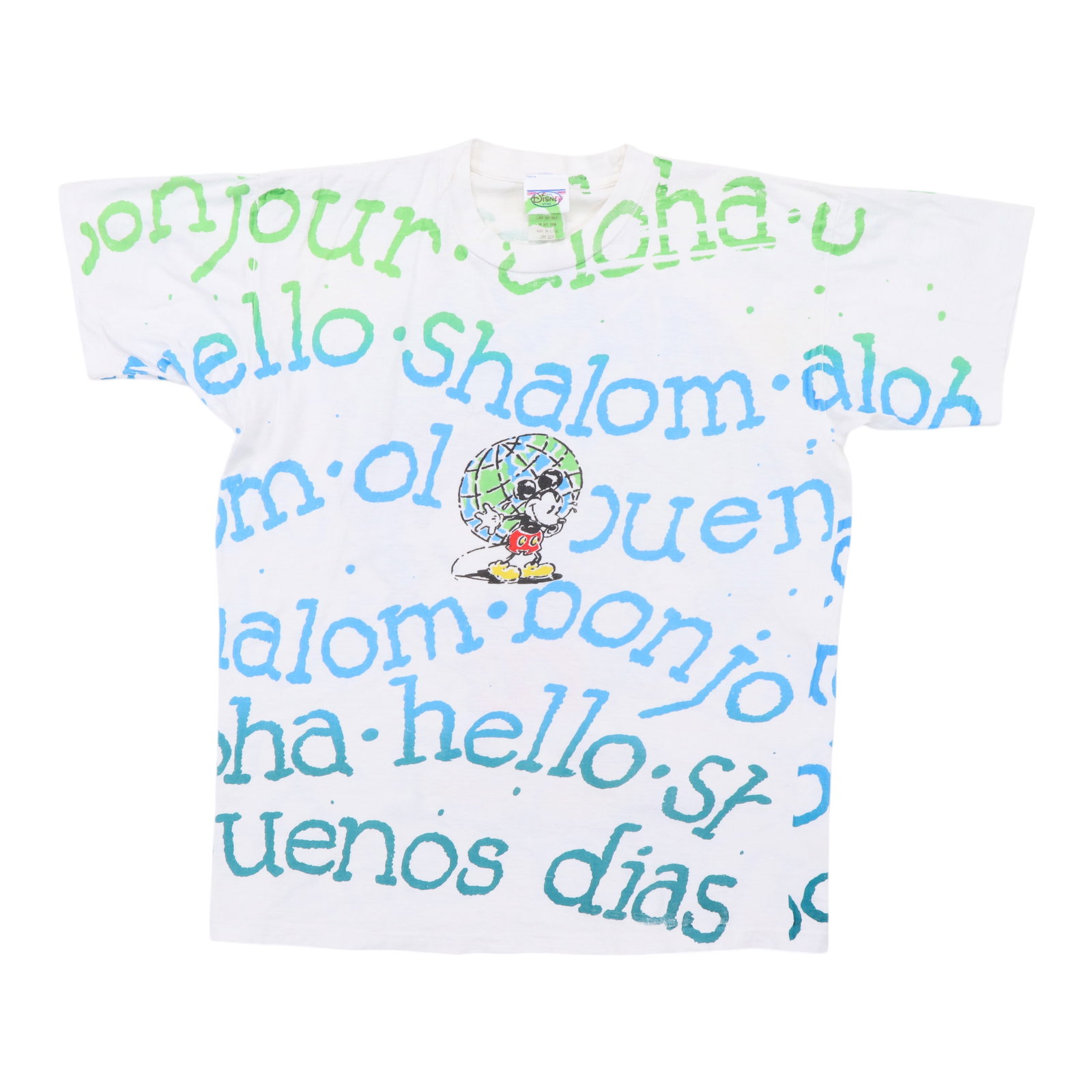 Disney Mickey Mouse Hello AOP Cotton Vintage Shirt 1990s OSFA (1 of 3)